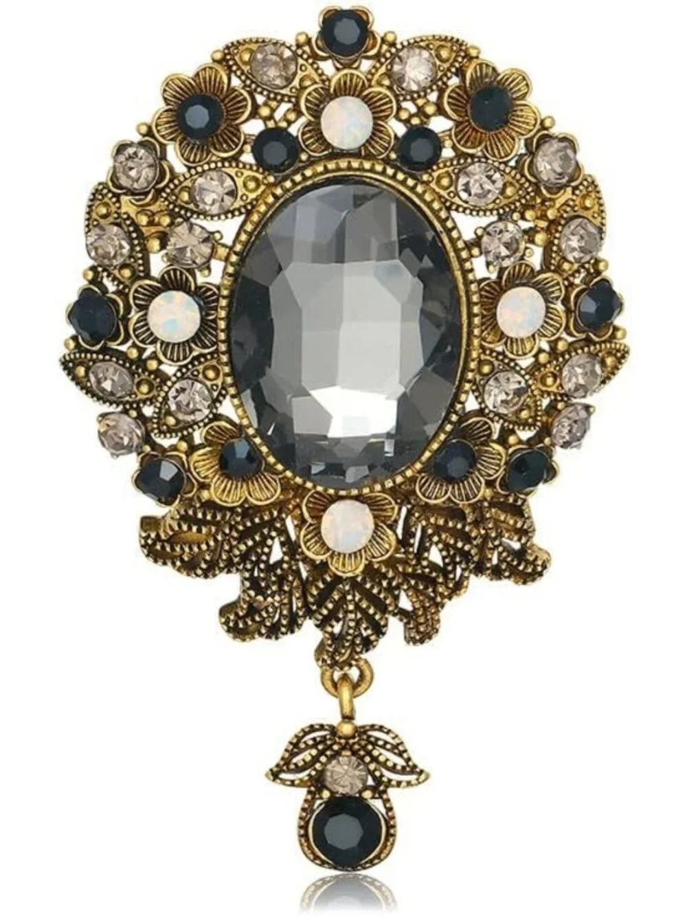 Elegant Vintage Teardrop Crystal Brooch Pin for Women & Men - Flower Lapel